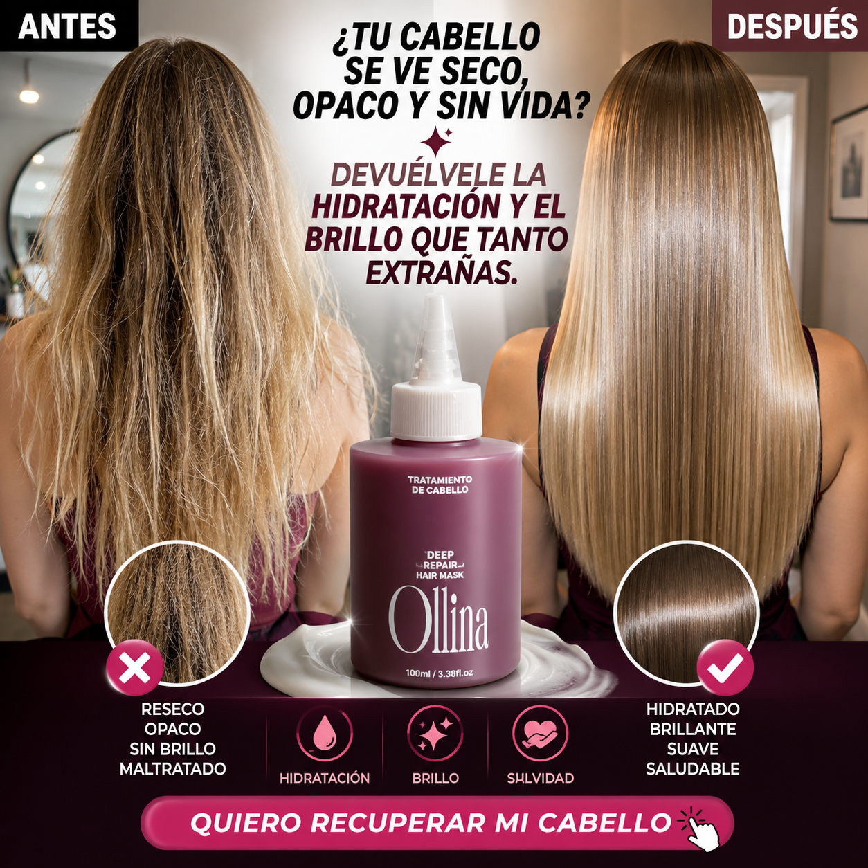 OLLINA™ RESCUE HAIR| MASCARILLA REPARADORA CAPILAR