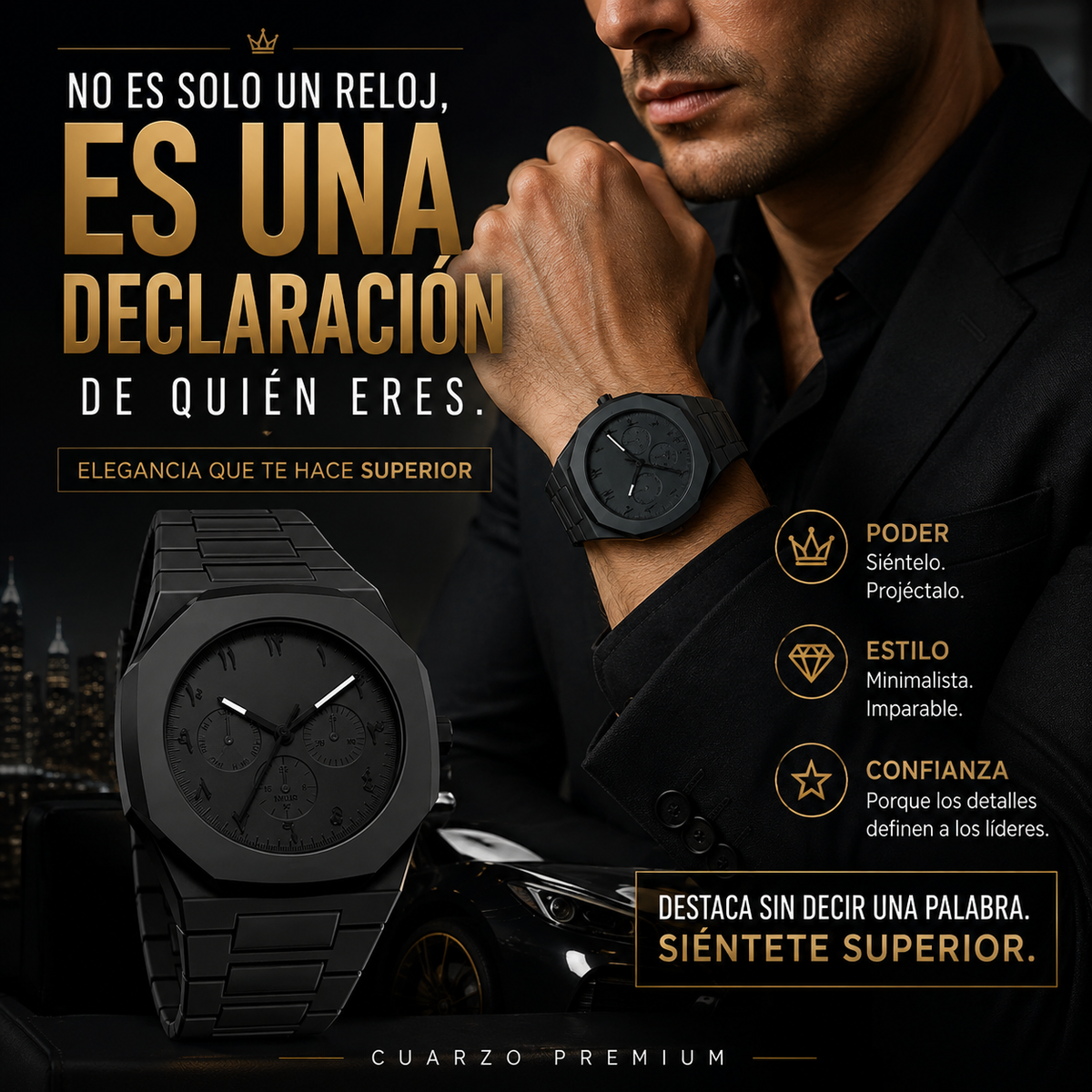 RELOJ DE CUARZO NEGRO