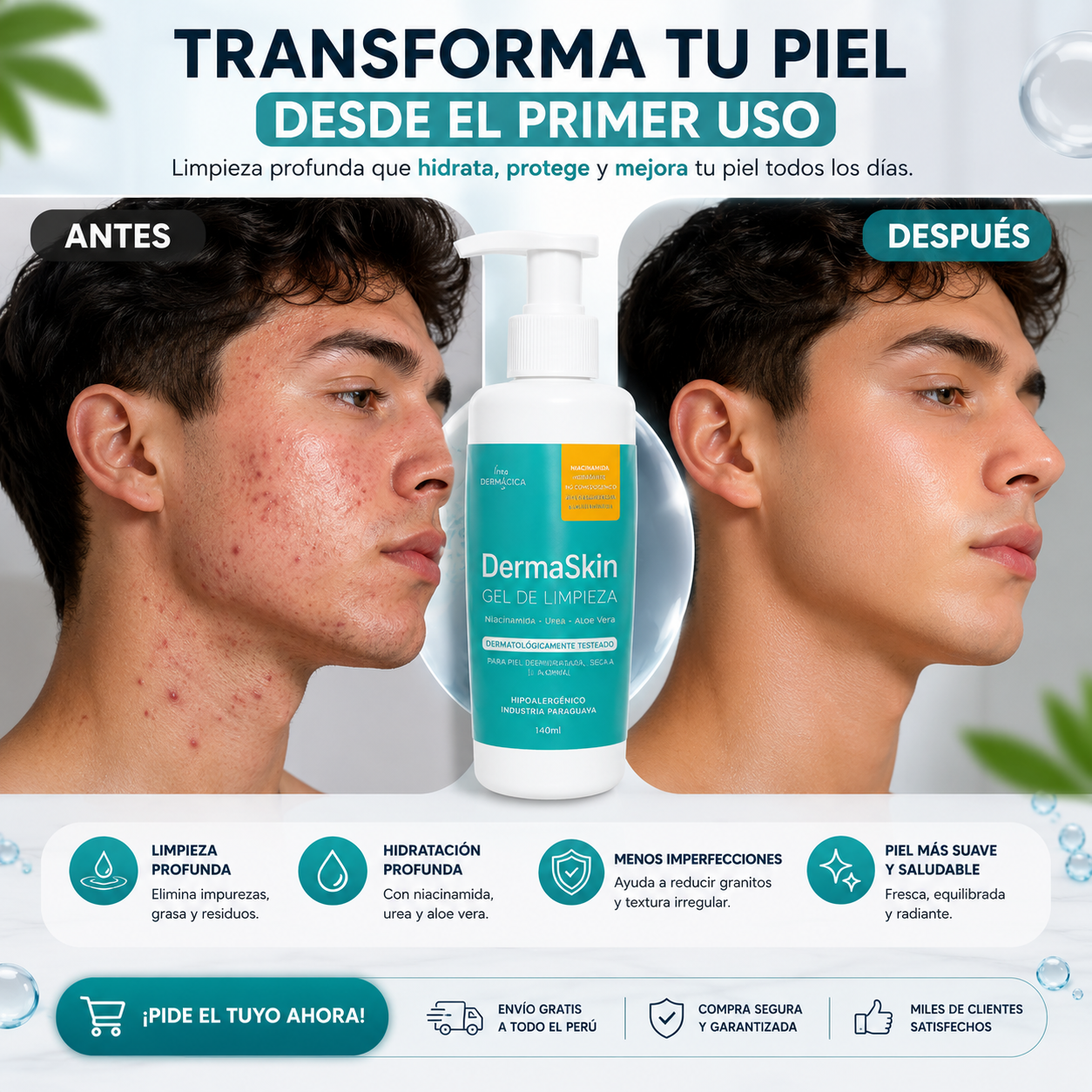 DERMASKIN™| GEL DE LIMPIEZA E HIDRATACION PROFUNDA 100% EFECTIVO