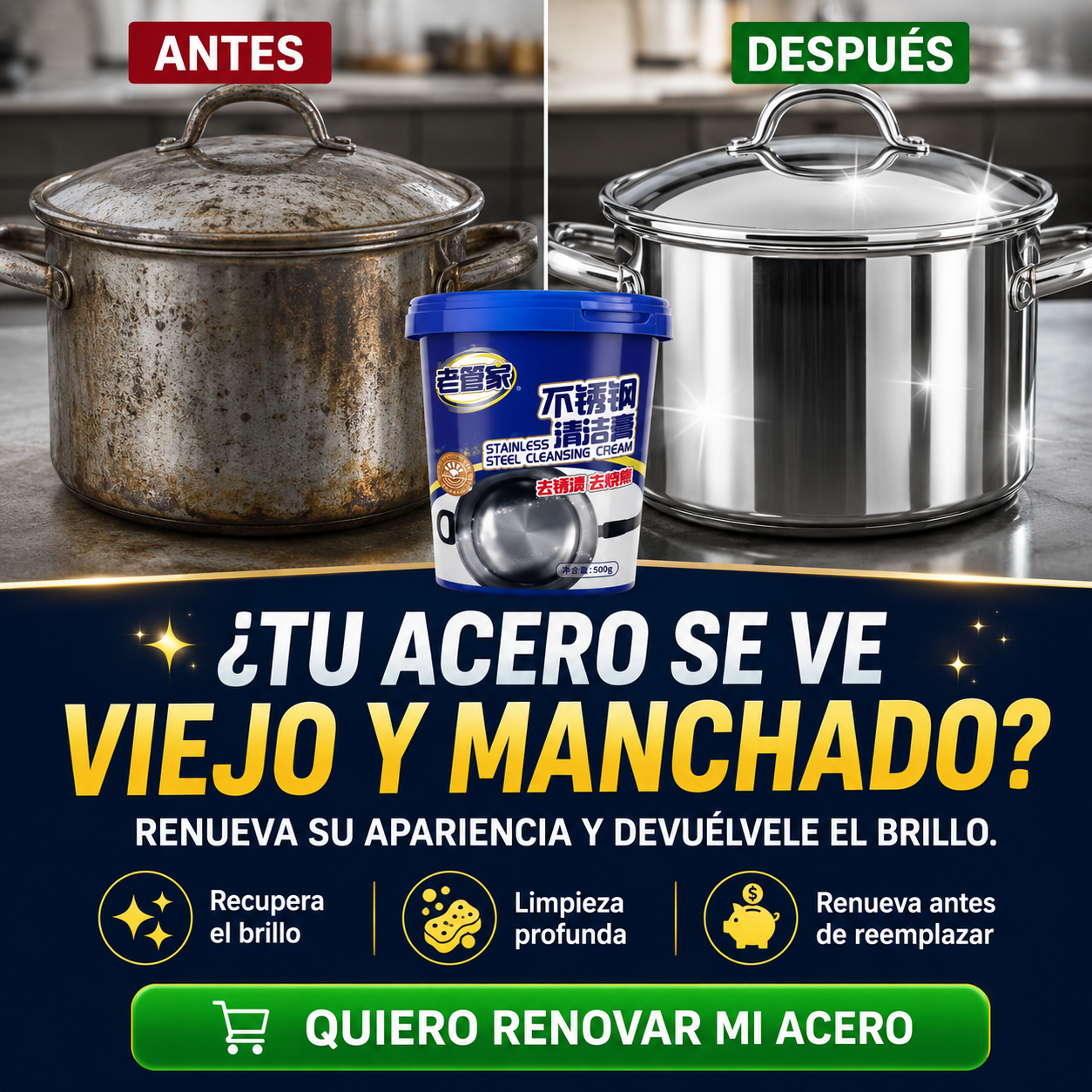 RENOVAPRO™ | Renovador premium para superficies de acero