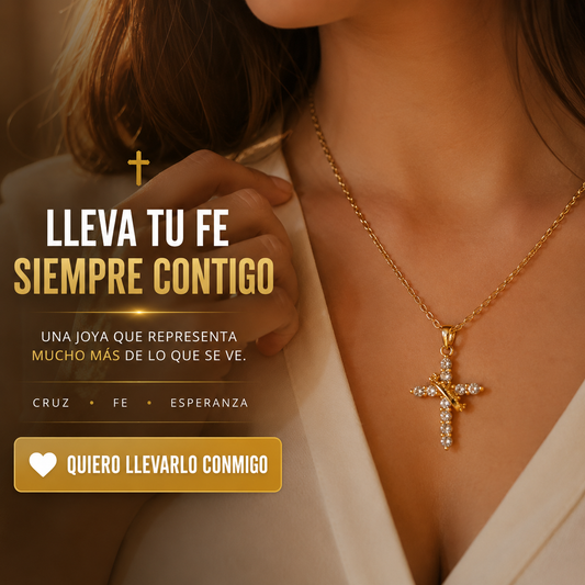 COLLAR DE CRUZ Y CORONA GIRATORIA DE ACERO INOXIDABLE