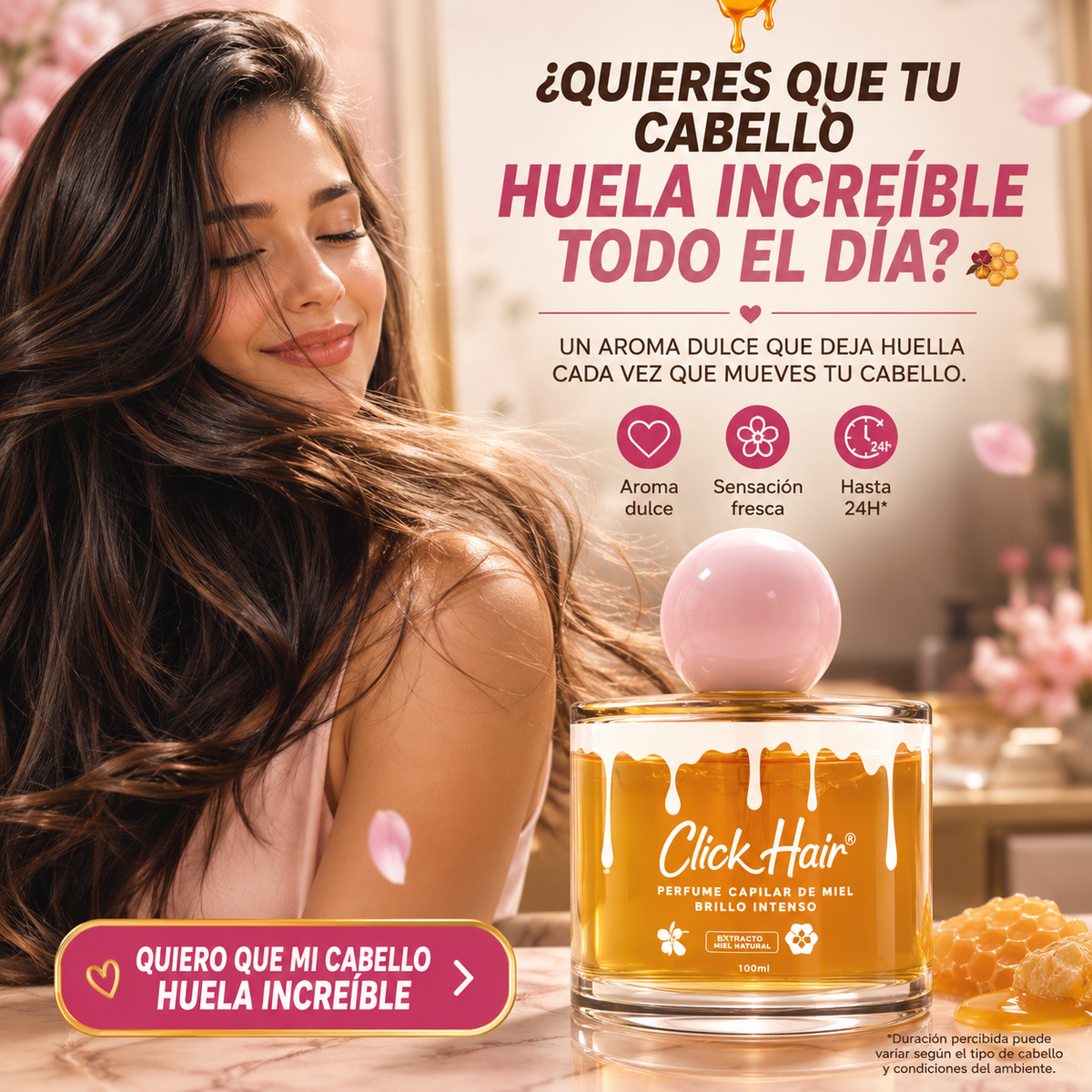 CLICK HAIR™| PERFUME CAPILAR DULCE DE LARGA DURACION - 24HRS