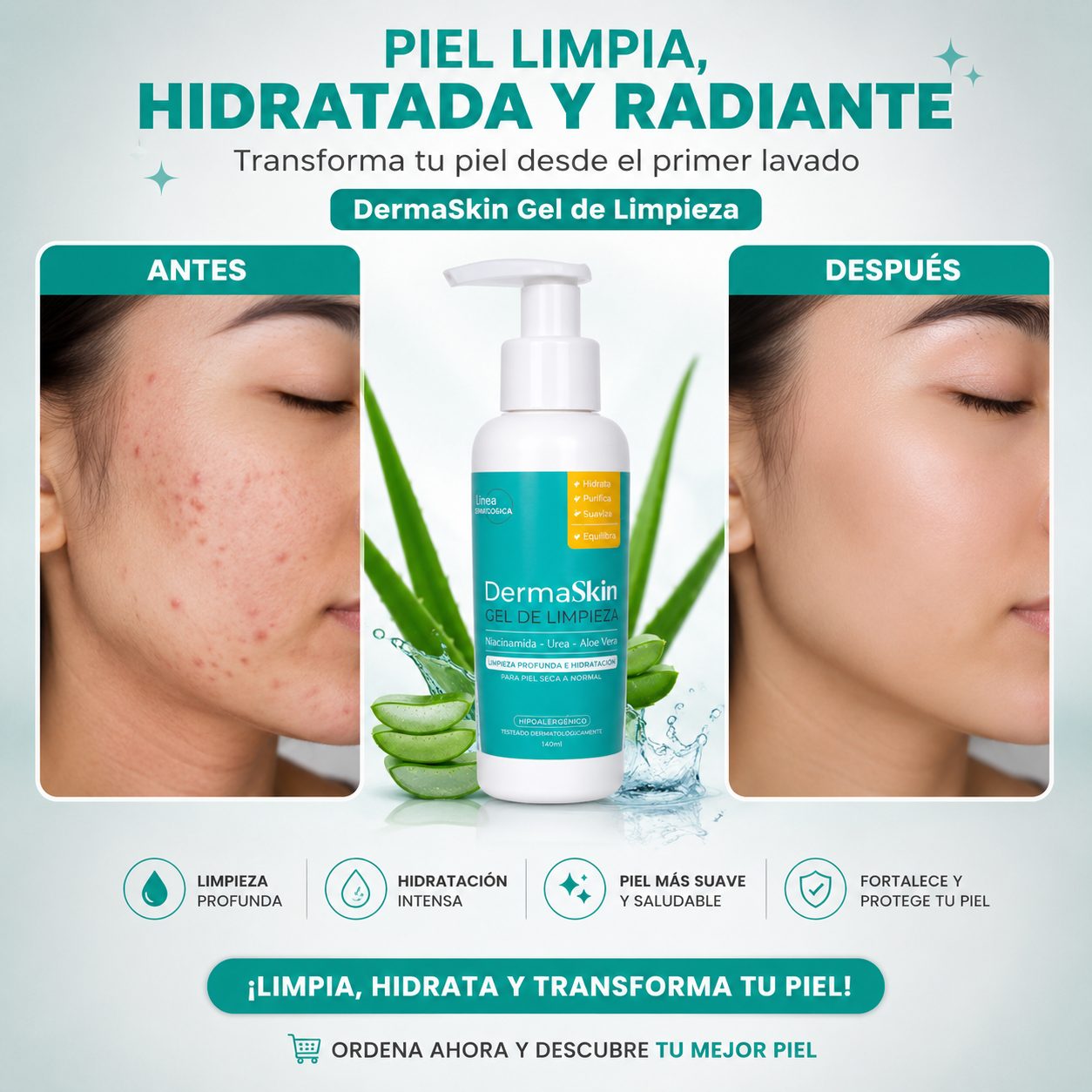 DERMASKIN™| GEL DE LIMPIEZA E HIDRATACION PROFUNDA 100% EFECTIVO