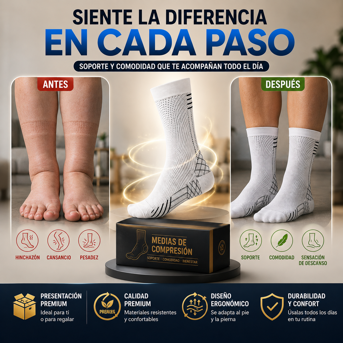 Medias de compresión - Obtén Alivio Instantáneo De Pies Hinchados Y Adoloridos